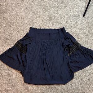 Chico's Dark Blue Smocked Blouse